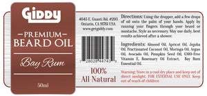 Bay Rum Premium Beard Oil - Giddy - All Natural Skin Care